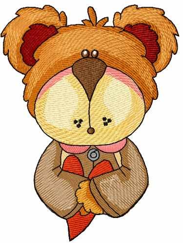 Teddy my heart embroidery design