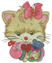 Newborn kitty embroidery design