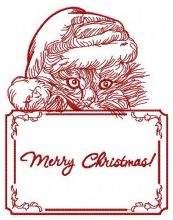 Merry Christmas kitten embroidery design