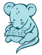 Tiny mouse reading 2 embroidery design