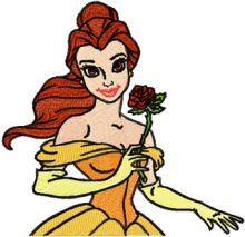 Belle with rose embroidery design