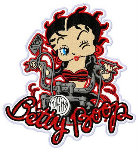 Betty Boop the biker machine embroidery design