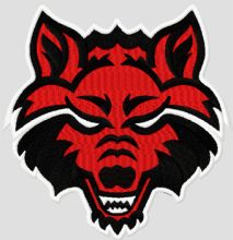 Arkansas State Red Wolves college logo embroidery design