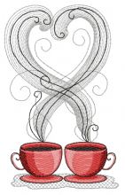 Coffee cups 2 embroidery design