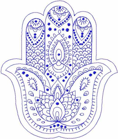 Palm hamsa free embroidery design