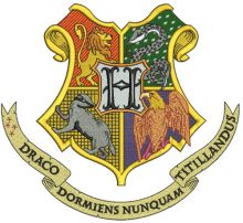 Coat of arms of Hogwarts embroidery design