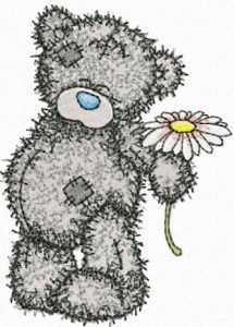 Teddy Bear with chamomile embroidery design