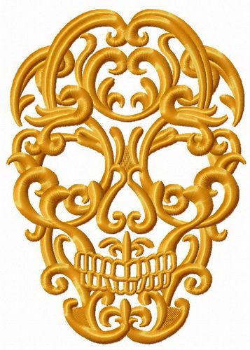 Ornate skull machine embroidery design