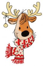 Cute Christmas deer 3 embroidery design