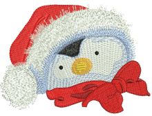Penguin in Santa hat 4 embroidery design