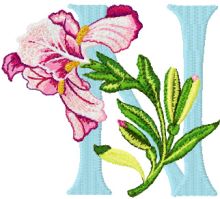 Iris Letter N embroidery design