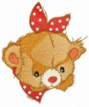 Teddy bear in polka dot bib embroidery design