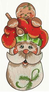 Gingerbread Santa embroidery design