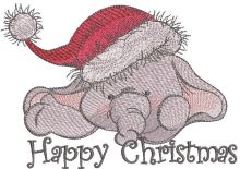 Happy Christmas elephant embroidery design