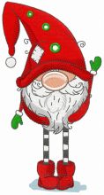 Gnome in red phrygian cap and boots embroidery design