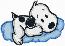 Snoopy on a cloud embroidery design
