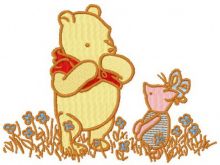 Winnie Pooh and Piglet classic 2 embroidery design