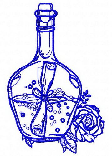 Bottle and flowers 4 machine embroidery design
