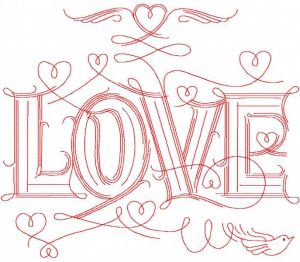 Love lettering embroidery design