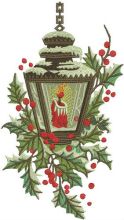 Candle in snowy lantern embroidery design