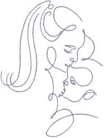 Mom and baby outline free embroidery design