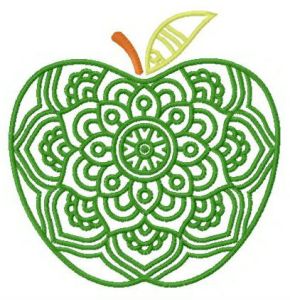Green ripe apple embroidery design