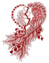 Feathered heart embroidery design