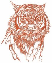 Tiger after rain embroidery design