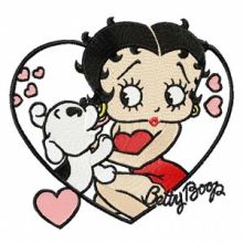 Betty Boop with dog embroidery design