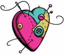 Sewing heart embroidery design