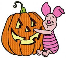 Piglet with pumpkin embroidery design