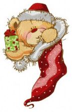 Teddy in Christmas sock 2 embroidery design