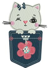 Kitten in pocket 2 embroidery design