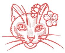 Stylish kitty one color embroidery design