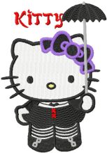Hello Kitty Gothic embroidery design