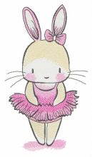 Tiny bunny ballerina embroidery design