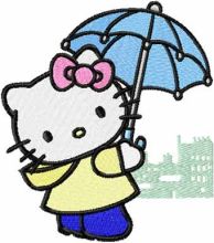 Hello Kitty Rainy Day embroidery design