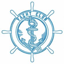 Ship's wheel and anchor embroidery design
