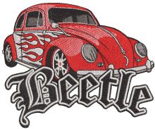 Hot wheels style beetle embroidery design