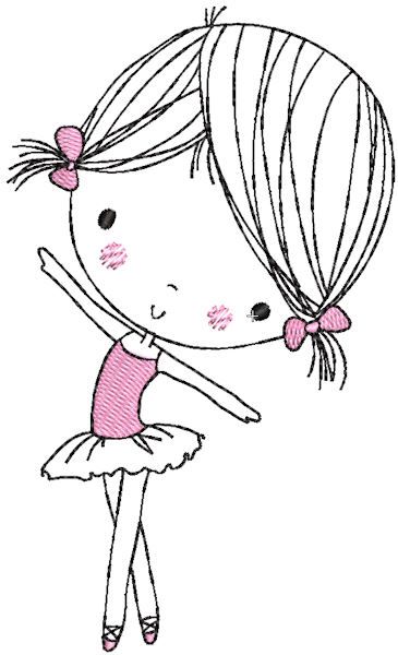 Ballerina young dancer free embroidery design
