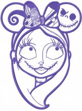 Sally mickey ears one colored embroidery design