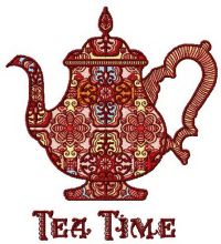 Tea time embroidery design