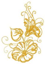 Yellow morning glory flowers embroidery design