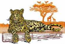 Jaguar african landscape embroidery design