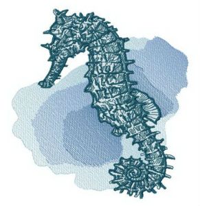 Seahorse at sea depth embroidery design