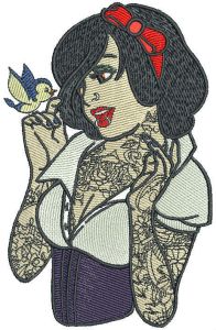 Modern Snow White embroidery design