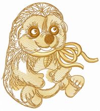 Brown hedgehog embroidery design