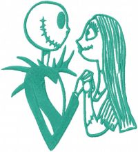 Jack and Sally forever one color embroidery design