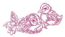 Ducklings waiting for mom embroidery design