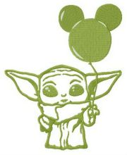 Yoda with balloon embroidery design